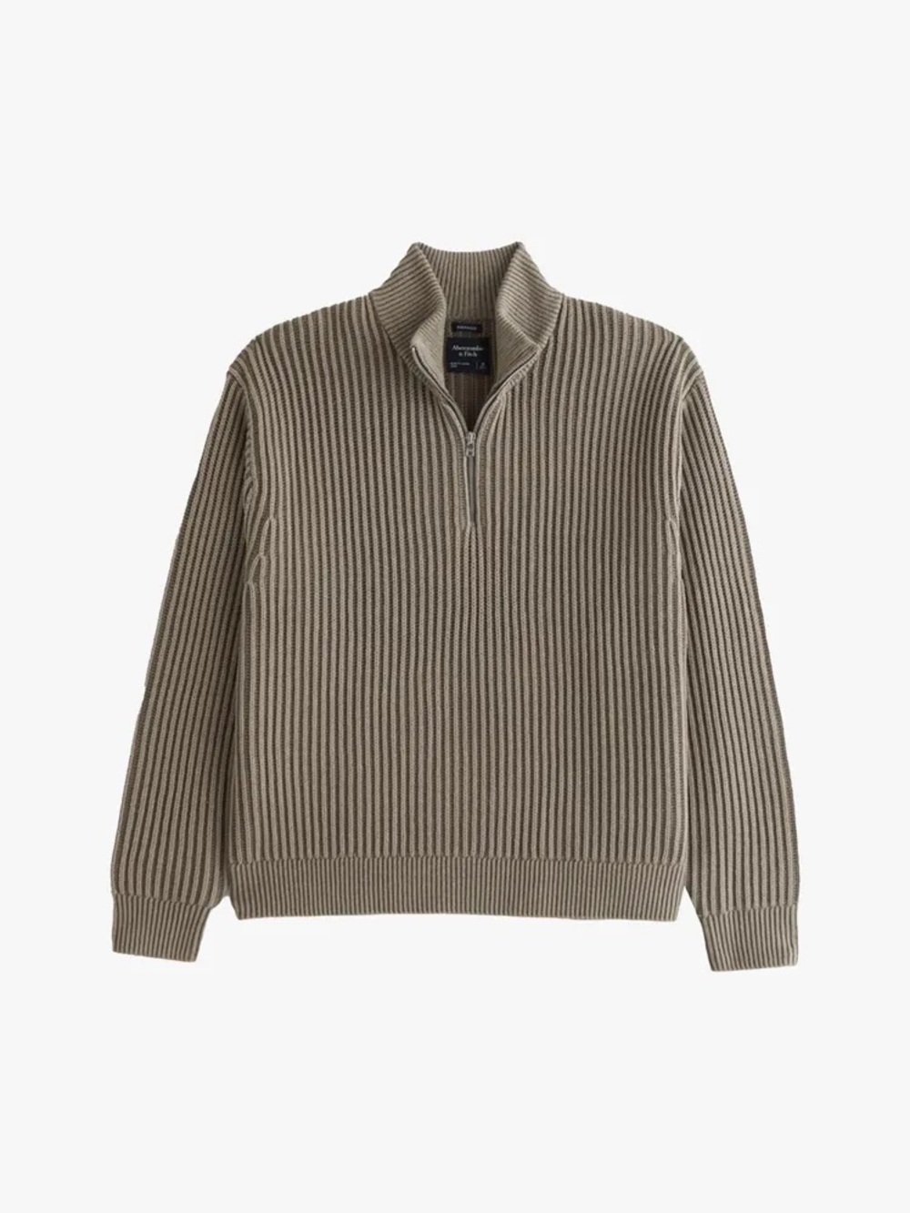 Abercrombie & Fitch Cotton Blend Ribbed Quarter Zip Sweater Medium